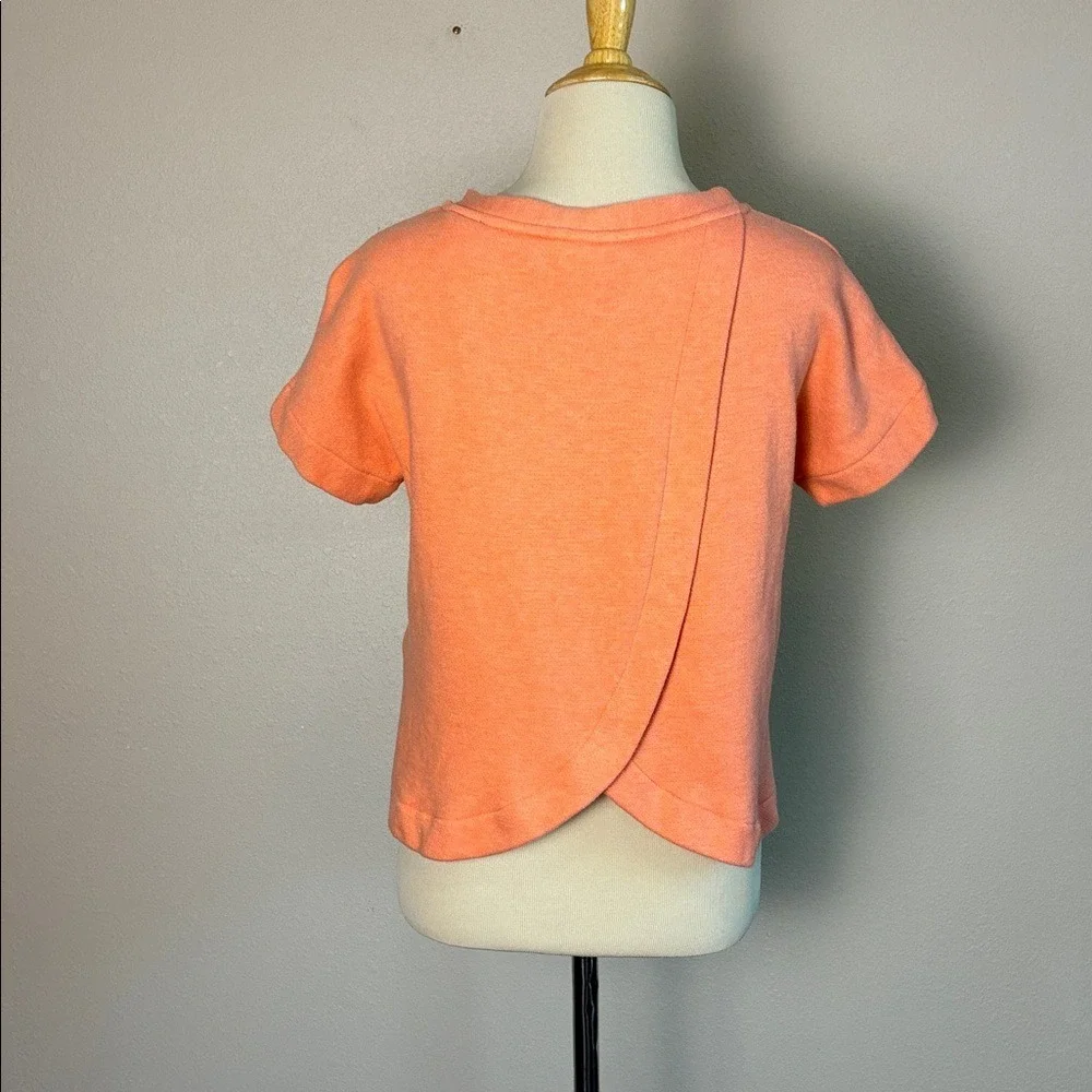 KATE SPADE‎ SATURDAY Women Small Peach Knit Cropped Top Draped Back Short Sleeve